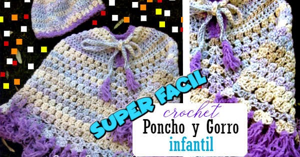 desarrollando Polo recuperación Patrones de Poncho y Gorro Crochet para Niños Super Fácil