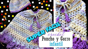 Patrones de Poncho y Gorro Crochet para Niños Super Fácil
