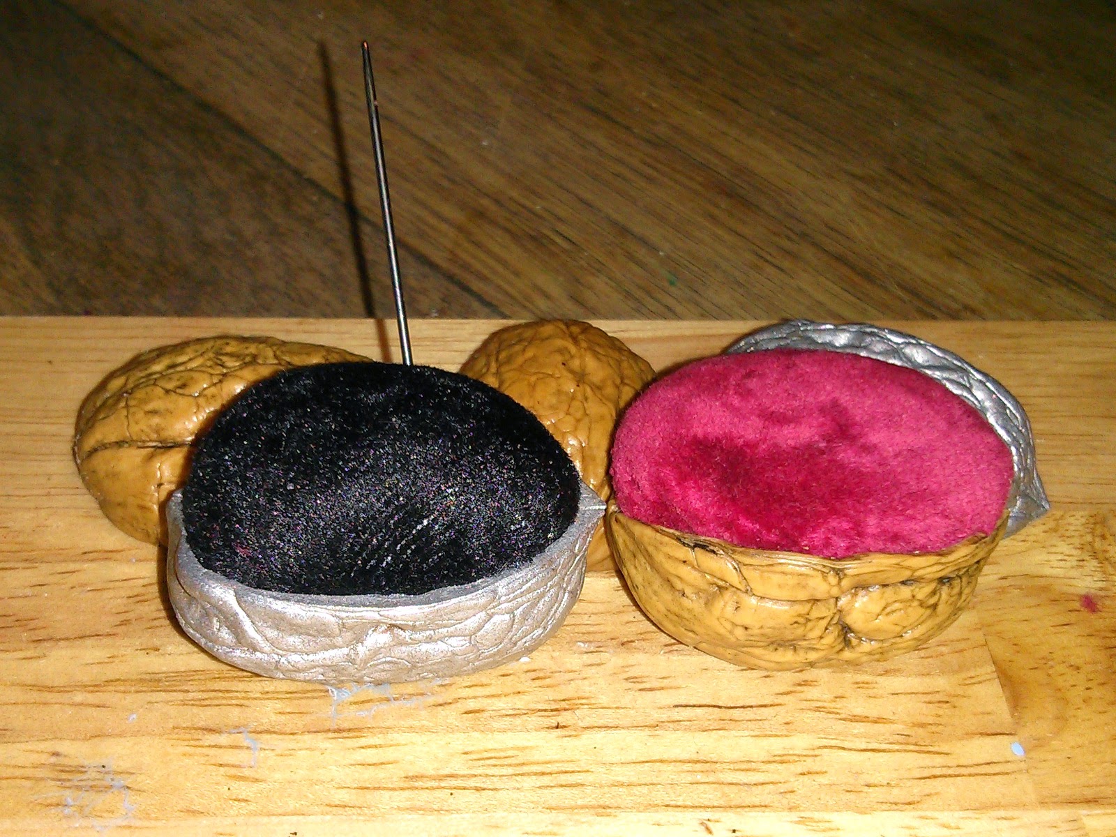 The Shed And Beyond Simple Walnut shell pincushion...