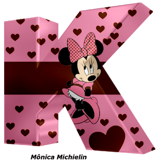 Alfabeto 3D Rosa con Minnie. Pink 3D Alphabet with Minnie.