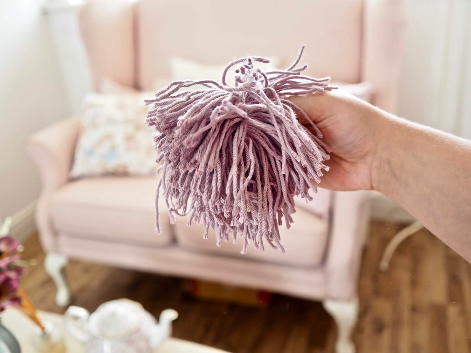 Pom Pom cushion DIY Dainty Dress Diaries