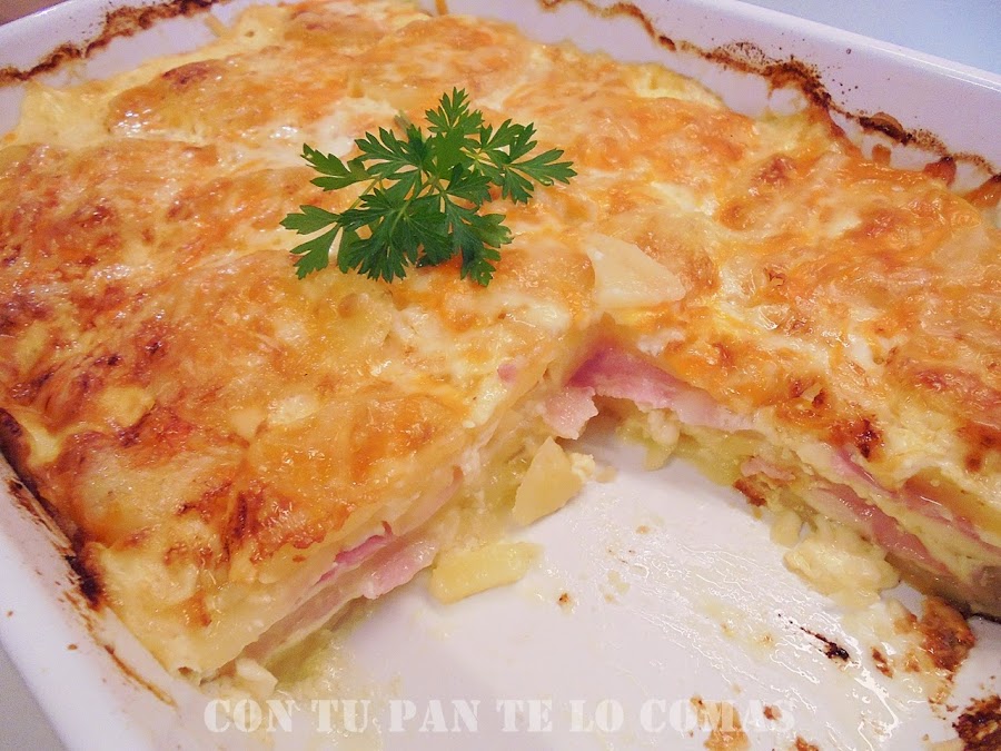 Pastel de patatas, bacon y queso