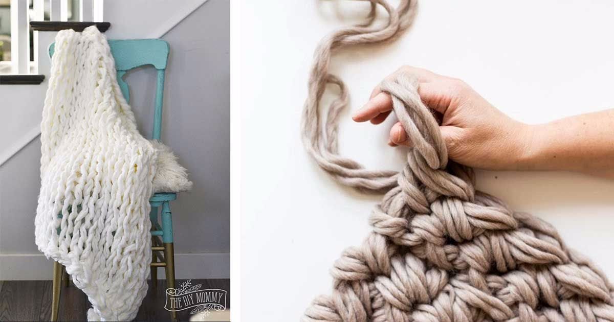 to crochet a super chunky blanket in less than 1 hour using just your ...