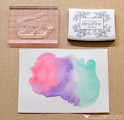 watercolor valentine card simple envelope sentiment bold stamp dry once background