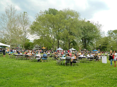 Festival goers sitting and enjoying