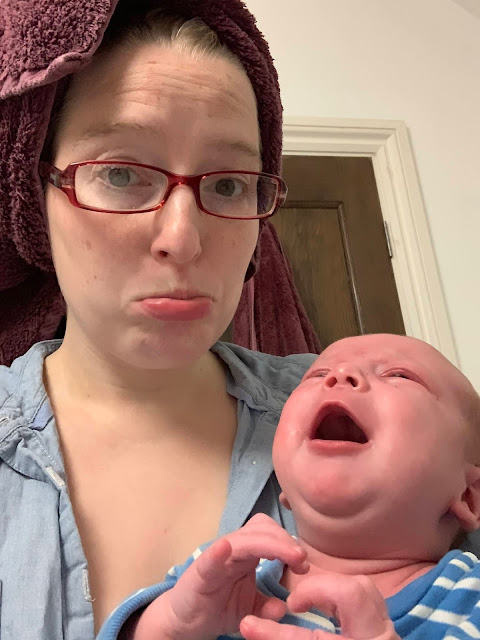 An attempt for Mum to have a shower has ended up with baby in tears