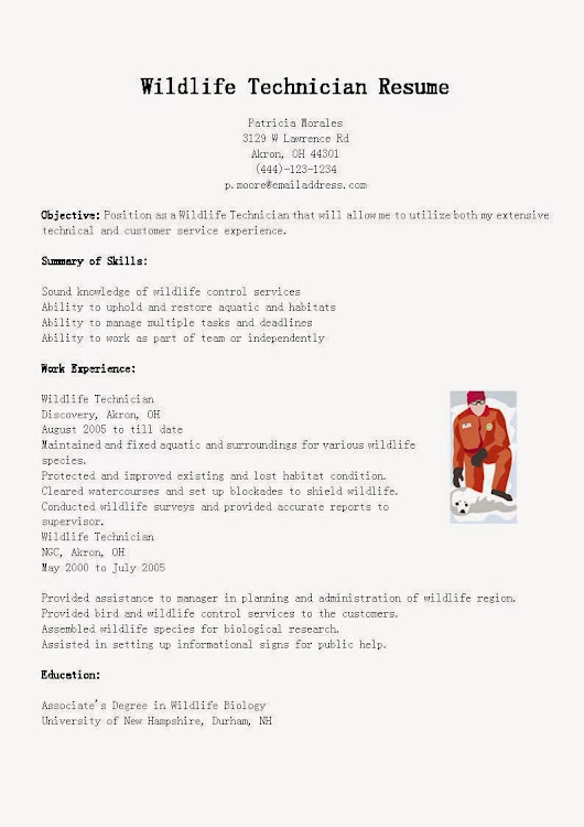 wildlife technician resume sample use this free sample wildlife