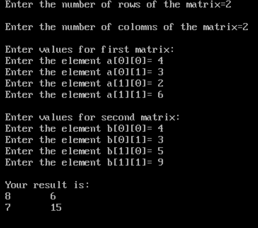 Crawling Coders: Addition of two matrices of order m * n in C++