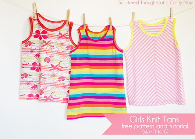 Girls Knit Tank Top, free pattern and tutorial.  Size 3 to 8.