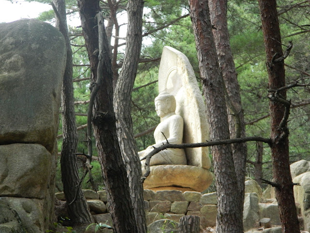 Serene Buddha on a lotus in Mount Namsan, Gyeongju, Korea