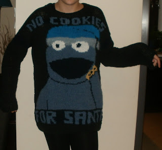 świąteczny sweter z ciasteczkowym potworem świąteczny sweter z cookie monster