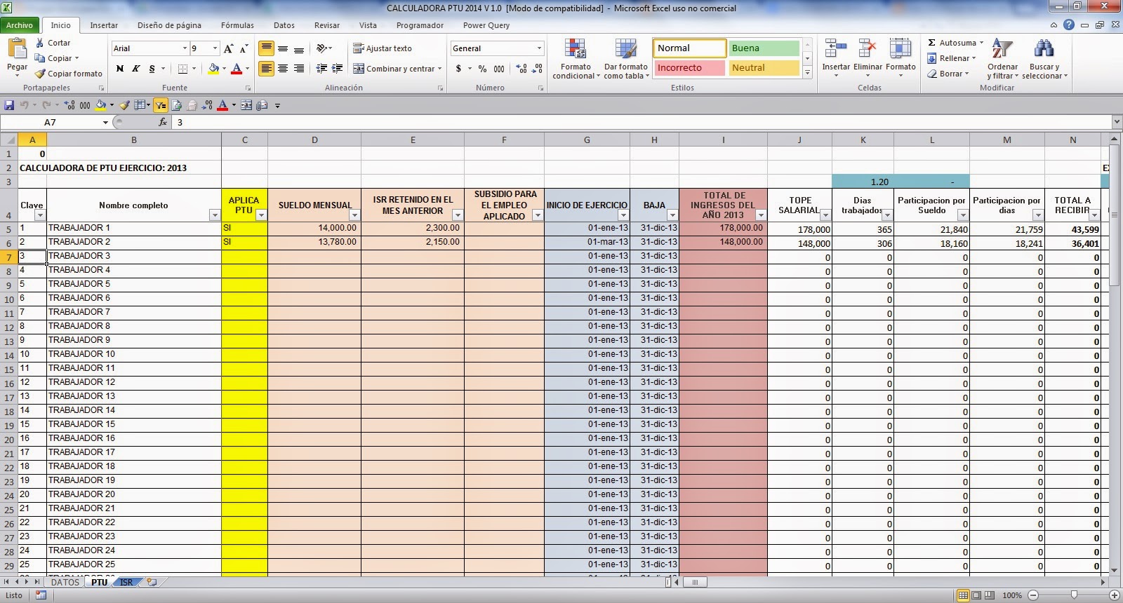 Calculadora Ptu 2015 En Excel Gratis Calculos Contables