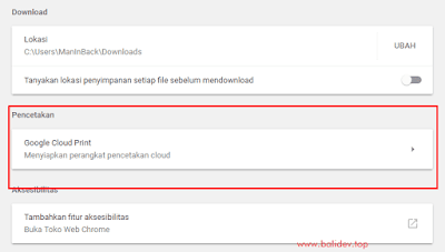 Google Cloud Print Setting Chrome