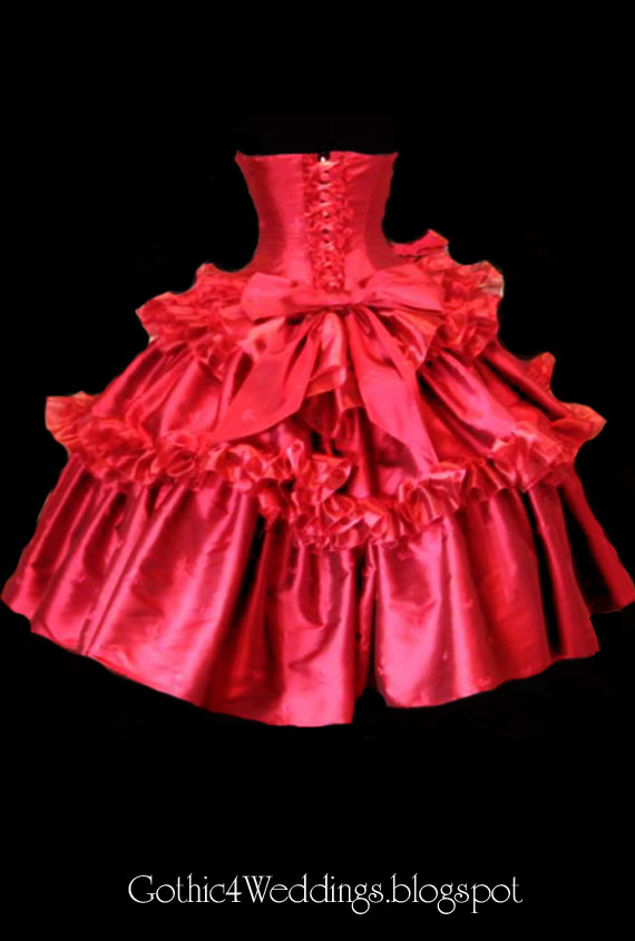 Red Silk Gothic Eve Wedding Dress