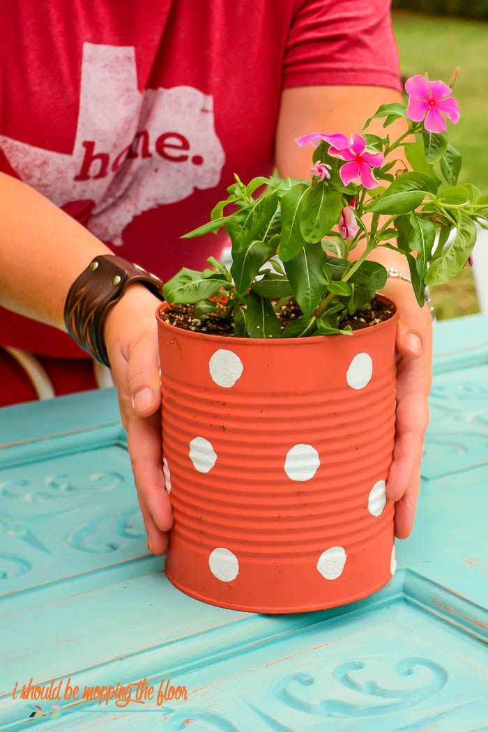 i should be mopping the floor Tin Can Flower Garden