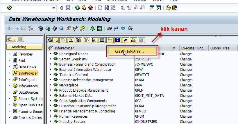 Create InfoArea in SAP BW ~ Jho 347
