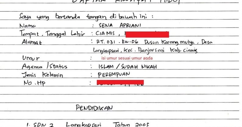Cara Membuat/Mengisi Daftar Riwayat Hidup (Cv) Yang Baik Cara Membuat/Mengisi Daftar Riwayat Hidup (Cv) Yang Baik