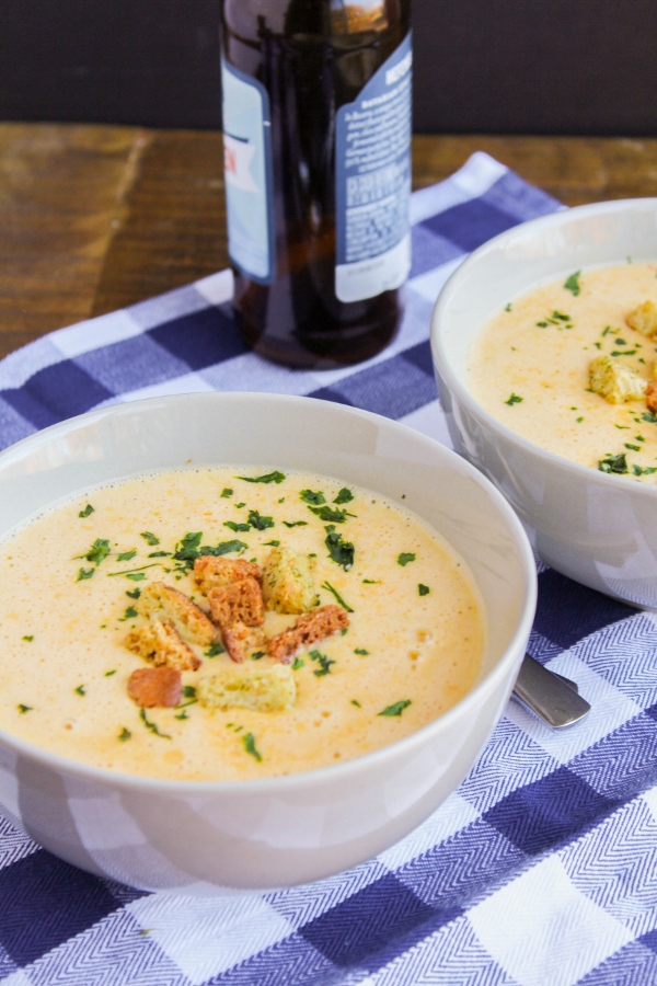This super rich and hearty soup is filled with lots of sharp cheddar cheese, milk, and of course, beer! It's creamy and delicious and so simple to make, perfect for a fall meal.