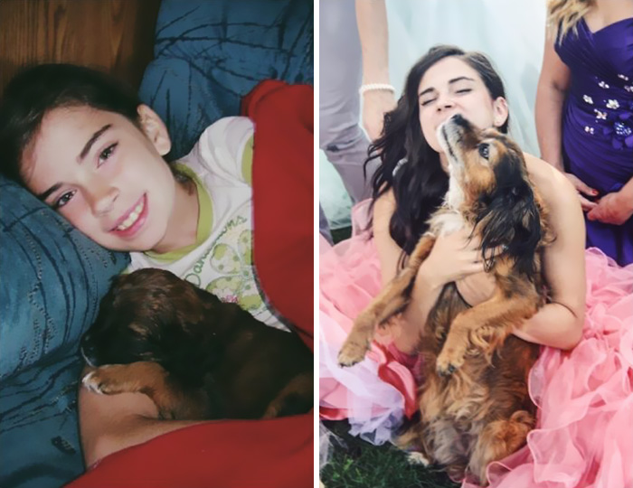30 Heart-Warming Photos Of Dogs Growing Up Together With Their Owners - First Picture To Your Last. You’ve Taught Me So Much, Zoey
