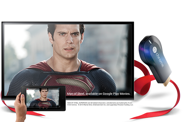 3 طرق لربط هاتفك الذكي مع شاشة التلفيزون لمشاهدة اي فيديو وتصفح الانترنت !  Chromecast-Controlling-TV-with-Tablet-viewing-Man-of-Steel