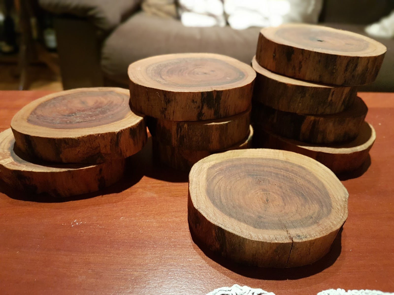Making coasters from natural tree branches!