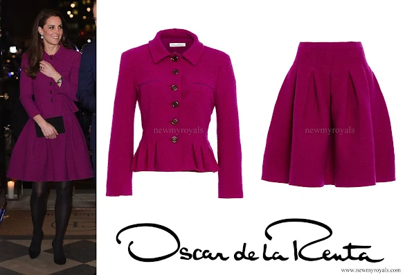 Kate Middleton wore Oscar de la Renta Skirt Suit from Fall 2015 Collection.
