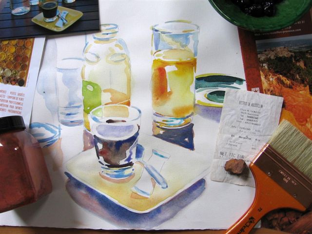 Watercolor of a glass of coffee