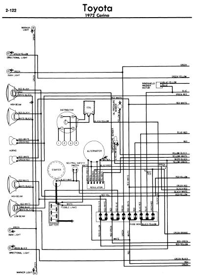 repair-manuals: Toyota Carina 1972 Wiring Diagrams