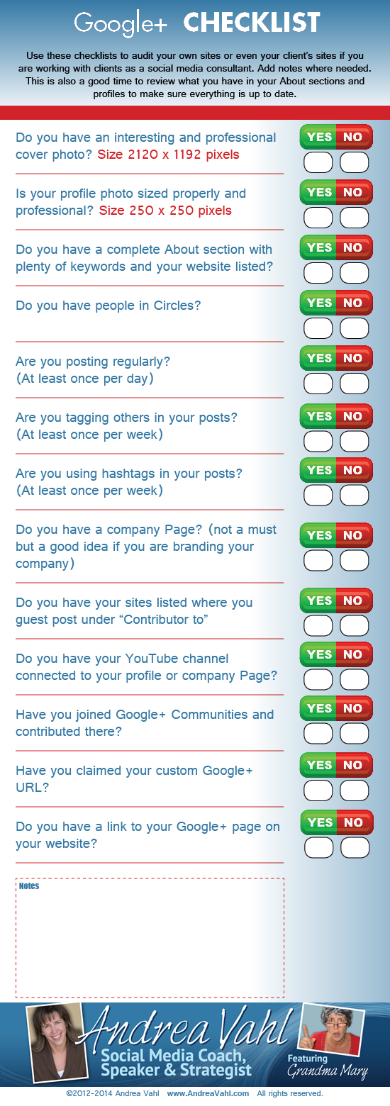 #GooglePlus Checklist — #Infographic #socialmedia Google+ Checklist for brands