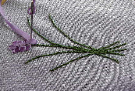 Lavender in silk ribbon