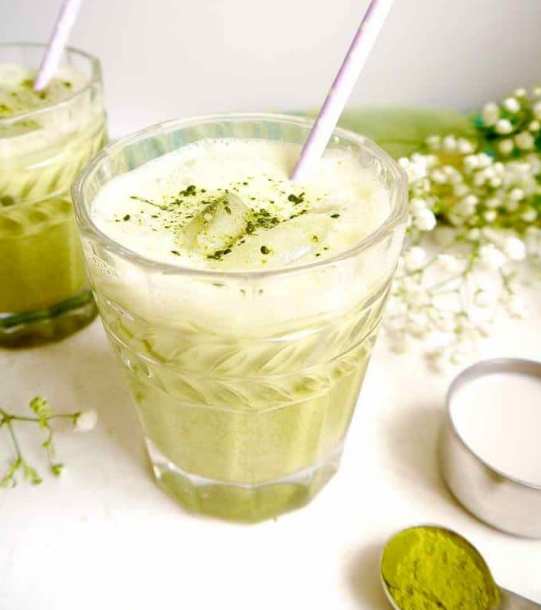 Iced Almond Milk Matcha Latte #milk #drink