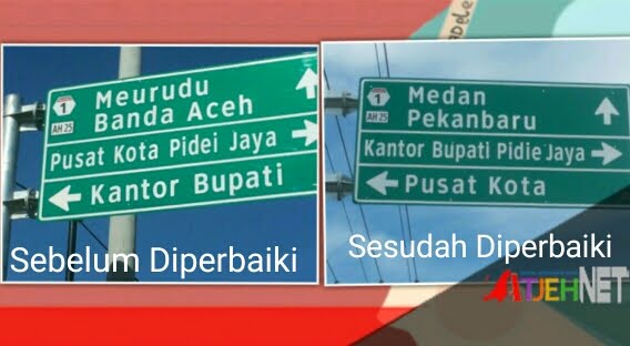 Kesalahan Fatal Penulisan Nama Pijay Di Penunjuk Arah Diperbaiki The Atjeh Net