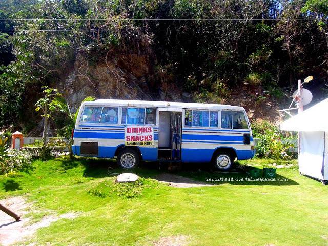 A bus at the entrance of Amco Beach Resort in Baler