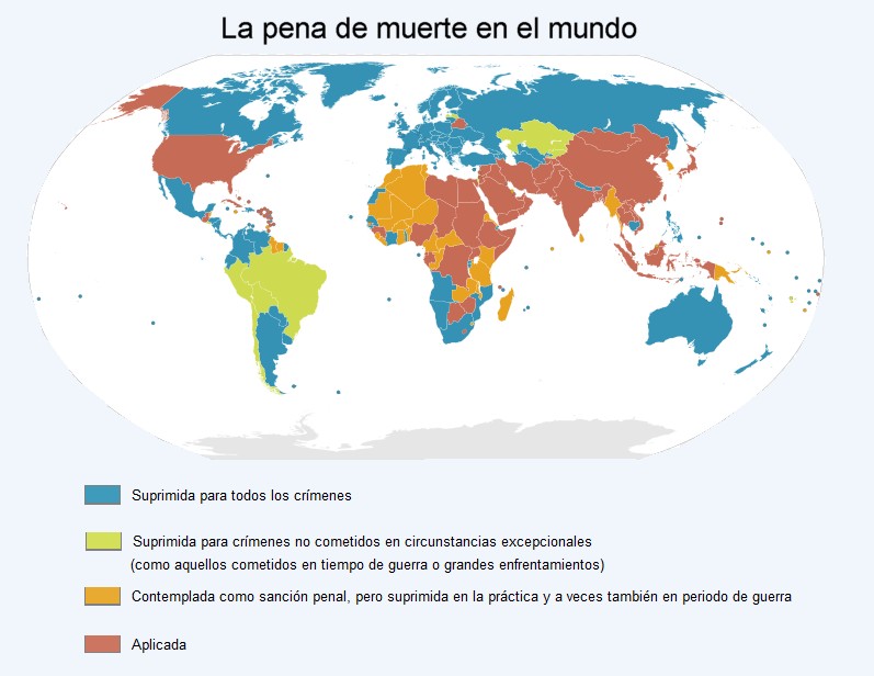 La Pena de Muerte Mapa de la pena de muerte en el mundo
