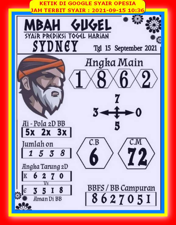 Syair Toto Sydney 15 September 2021 Royal Syair