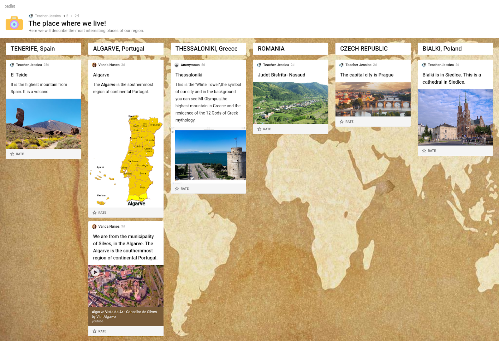 Etwinning project Collaborative padlet
