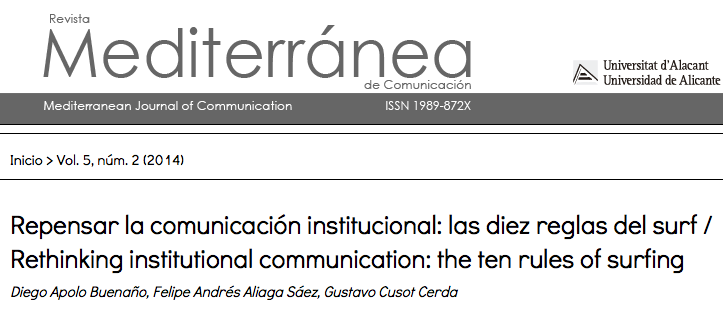 Artículo escrito por Gustavo Cusot, vicedecano del COCOA-USFQ fue publicado en la Revista Mediterránea de Comunicación.