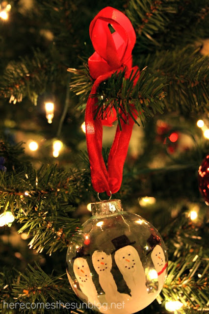 Fingerprint snowman ornament