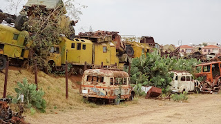 War has left many vehicles and can be seen in the Graveyard