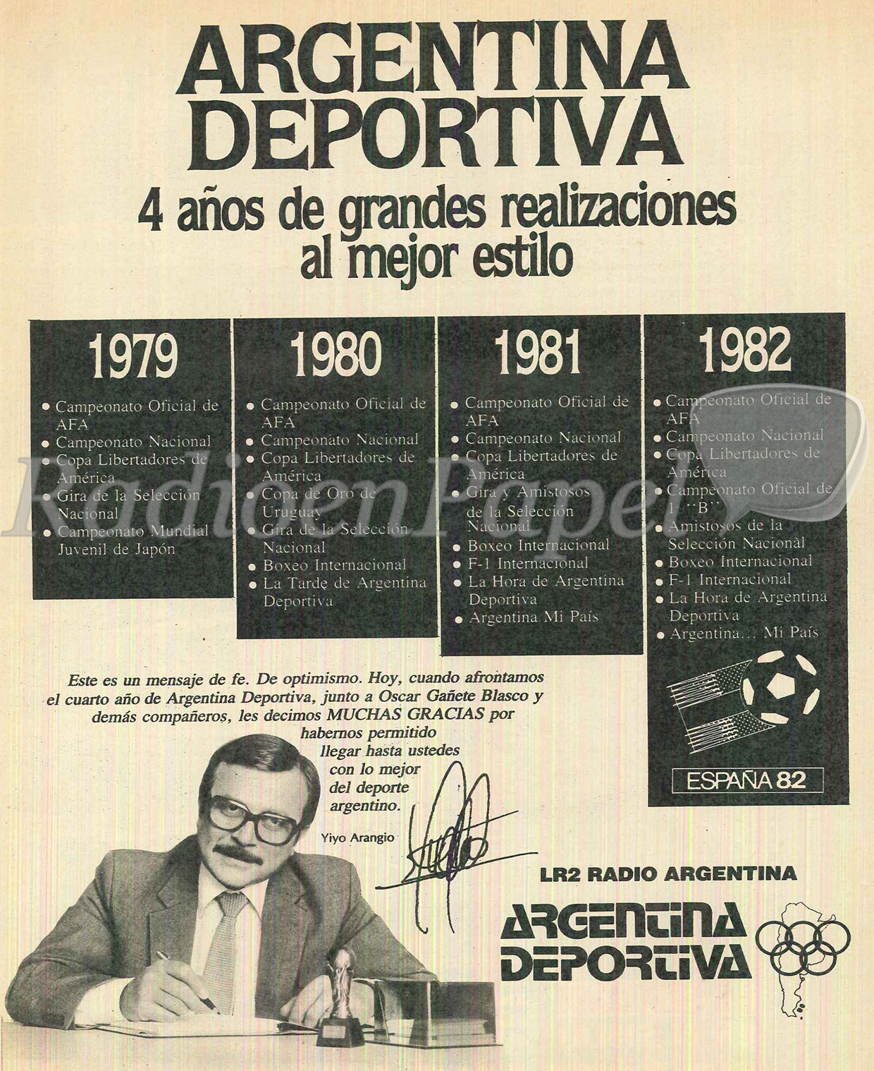 LR2 Radio Argentina Argentina Deportiva Radio en Papel. Archivo