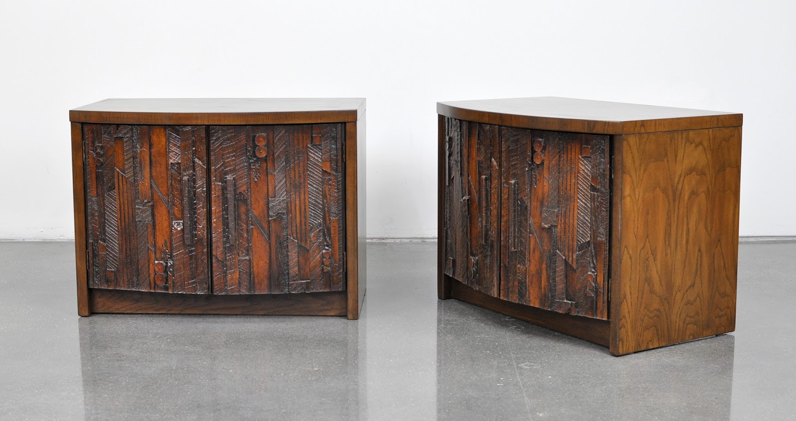 SELECT MODERN Pair of Lane Brutalist Nightstands, Side or