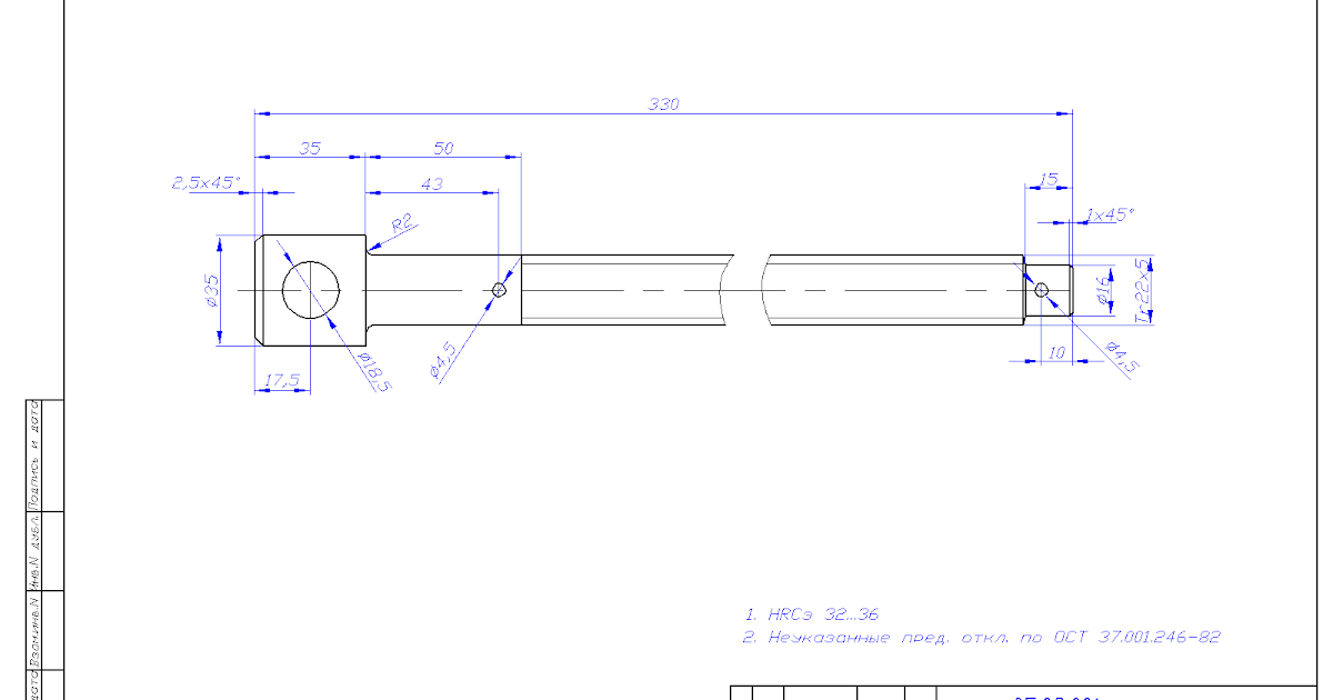 Чертеж винта с резьбой