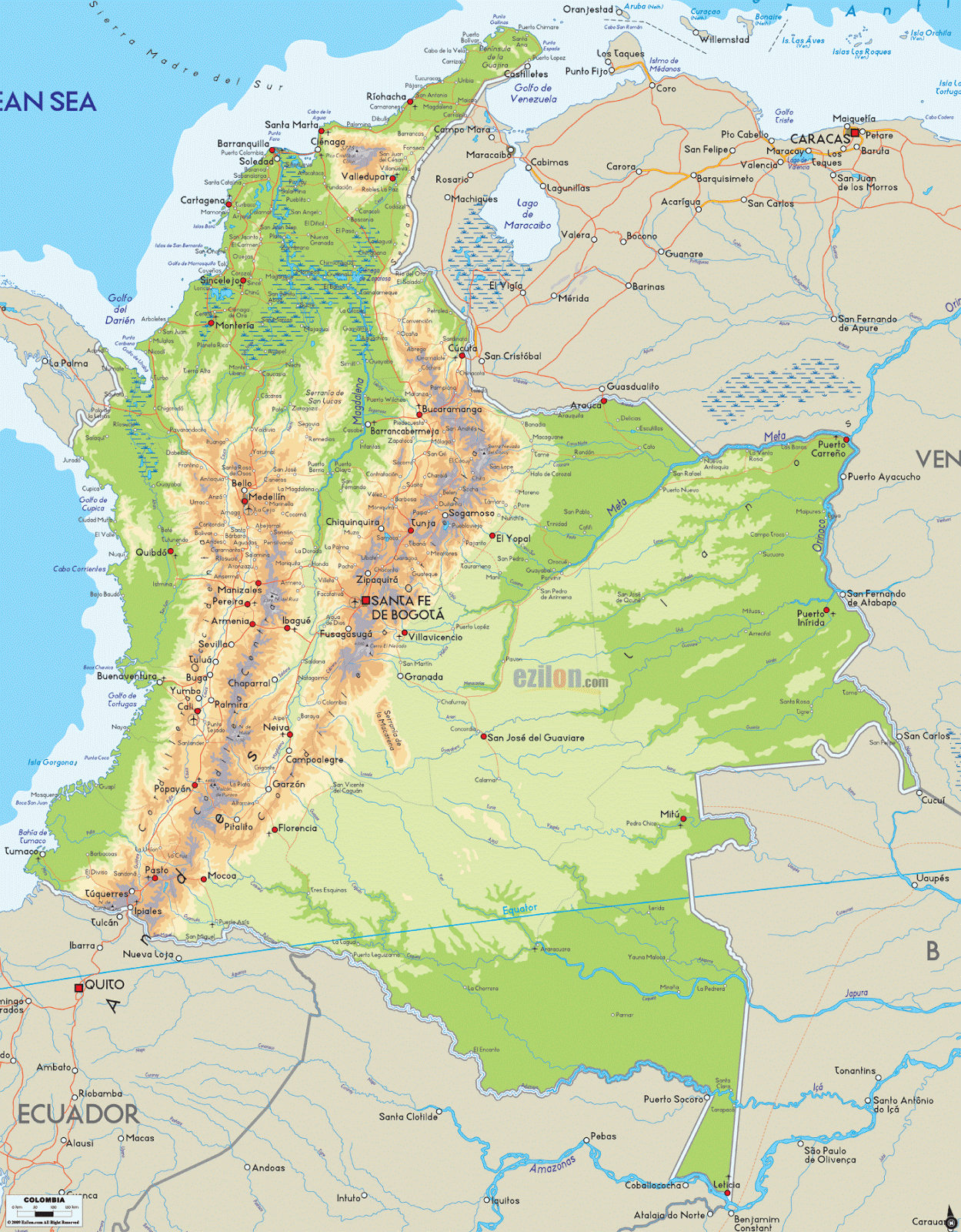 Geographical Map Of Colombia Colombia - Geographical Maps Of Colombia - Global Encyclopedia™