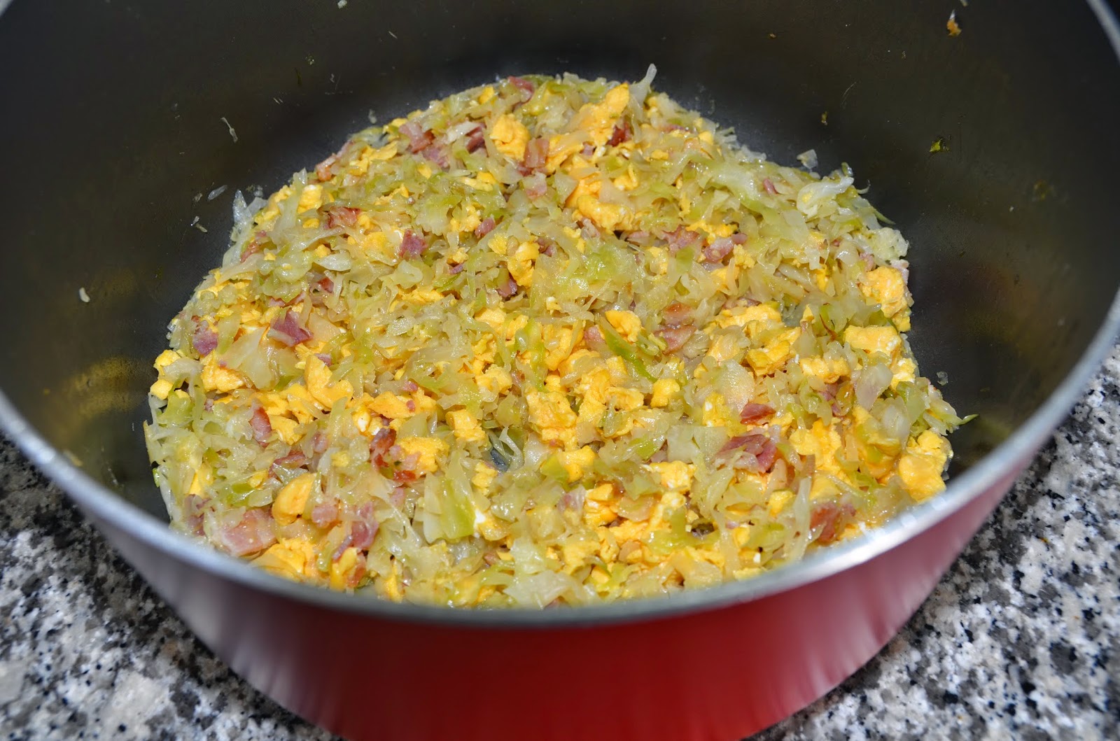 Erica's Yummy Food Cabbage With Bacon And Eggs