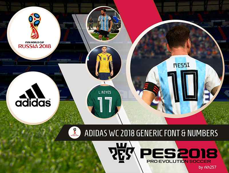ultigamerz: PES 2018 Adidas WC Generic Font & Numbers For Edit Mode