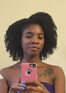 Natural Hair stretched from a braid-out 