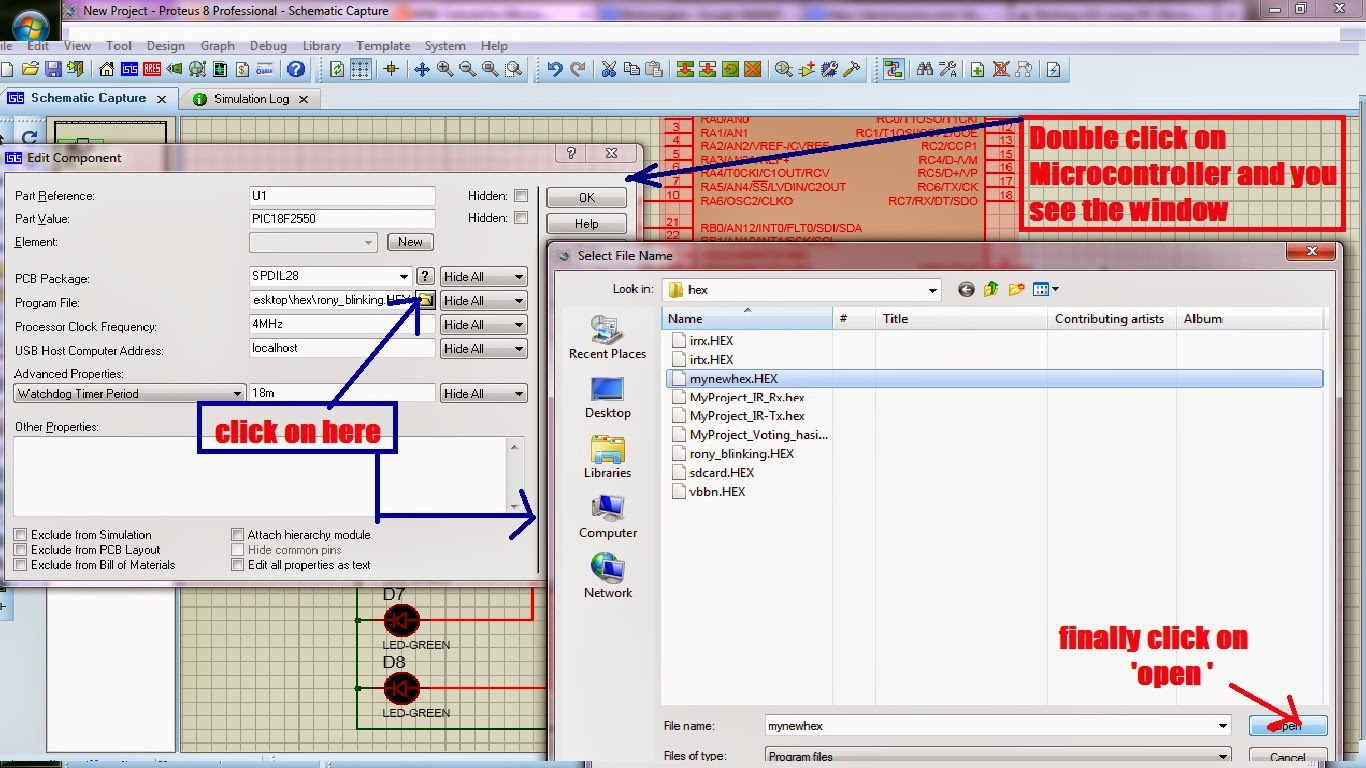How to load hex file to microcontroller in proteus How to load hex file to microcontroller in proteus