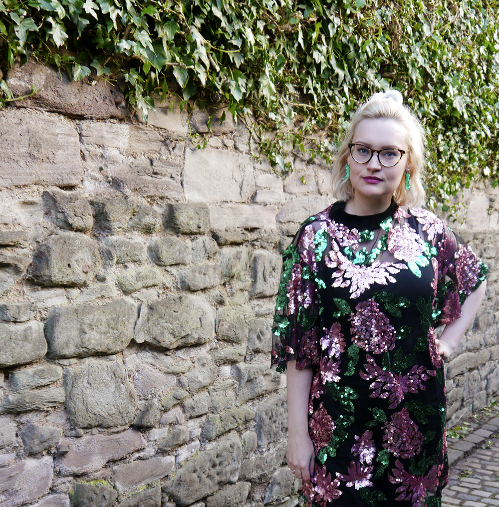 Floral sequin cupid swing dress by isolated heroes, as worn by style blogger wardrobe conversations Floral sequin cupid swing dress by isolated heroes, as worn by style blogger wardrobe conversations in Dundee
