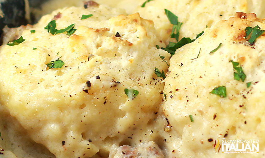 Italian Food Sausage Gravy and Biscuit Skillet
