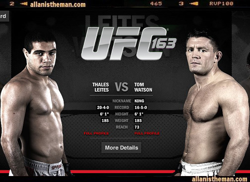 UFC 163: Thales Leites vs Tom Watson Replay Video